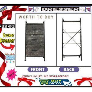 ✅ DRESSER ➕🆒 CHEST OF DRAWERS Storage ORGANIZER Fabric BINS Rustic💸BUY NOW‼️🟢